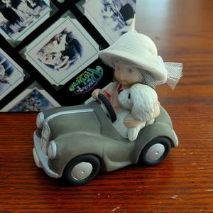 Enesco Girl in a car with dog figurine